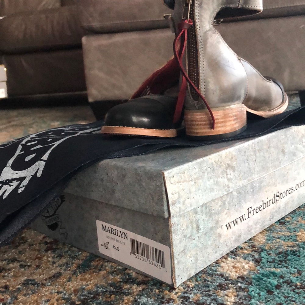 Size 6 Freebird Marilyn all leather multi colored handmade shoes
